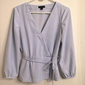 Blue J. Crew wrap blouse